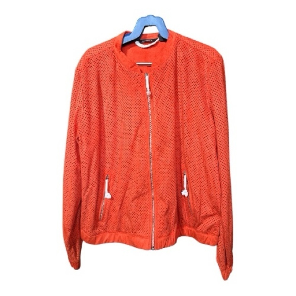 H by Halston Orange Mesh Zip Jacket | Size 14